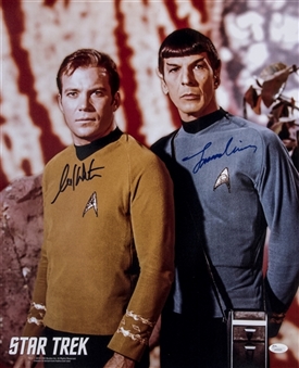 Leonard Nimoy and William Shatner Dual Signed 16x20 Star Trek Photograph (JSA)